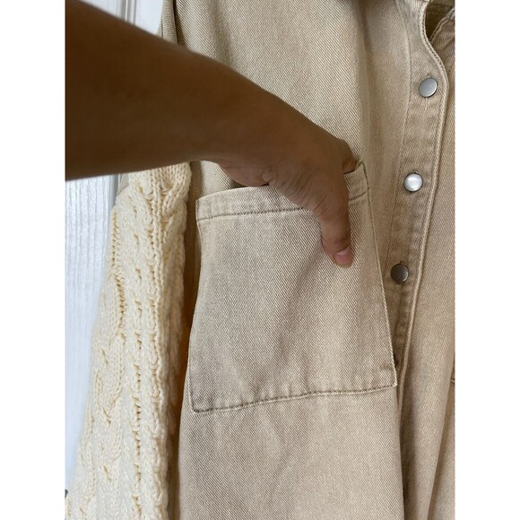 Jena Green By Apricot Lane Cable Knit Sweater Denim Jacket Large 100% Cotton - Picture 8 of 13